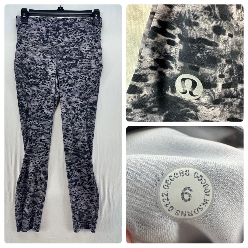 Lululemon Base Pace High‎ Rise Crop Estuary Gray Multi W5DRNS Size 6